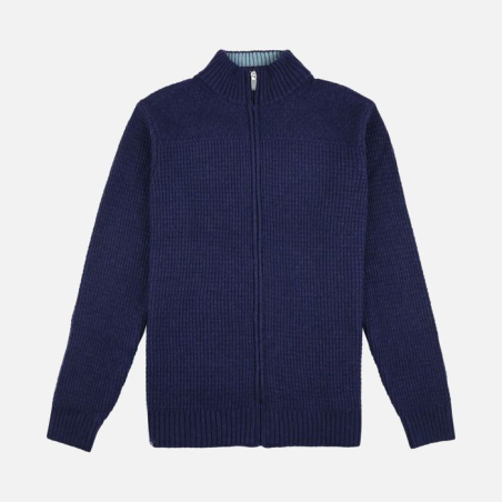 Gilet Homme PEAK Zipped wool sweater Deep Marine OXBOW