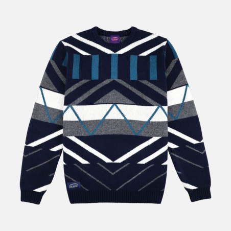 Pull Homme PANDIM Wool jacquard sweater Deep Marine OXBOW