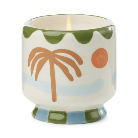 Bougie Adopo 8 oz./226g Palm Tree Ceramic Candle -Lush Palms Boxed PADDYWAX