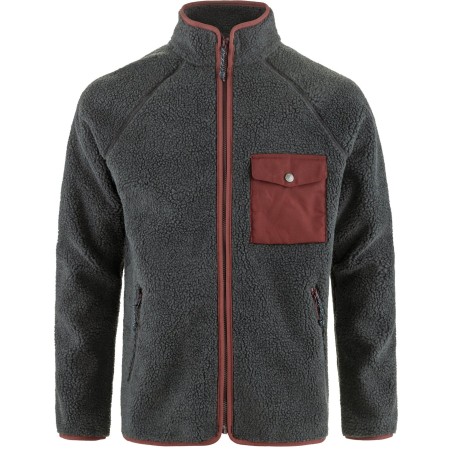 Polaire Homme Vardag Pile Fleece 030-352/Dark Grey-Maroon FJÄLLRÄVEN