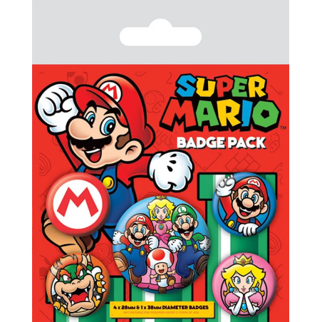 NINTENDO - Pack 5 Badges - Super Mario