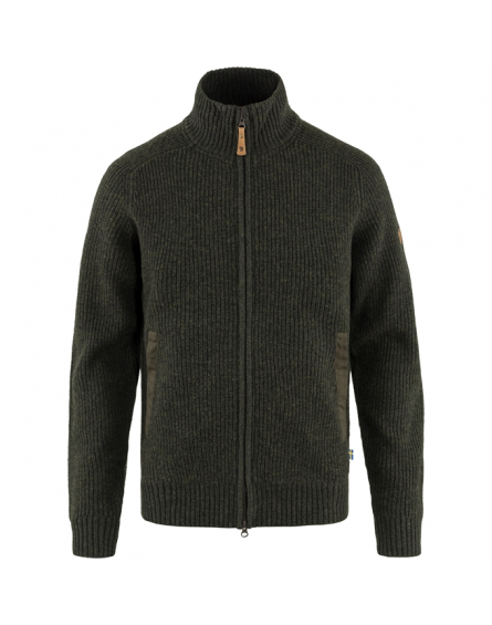 Gilet Homme Övik Zip Cardigan Knit 633/Dark Olive FJÄLLRÄVEN